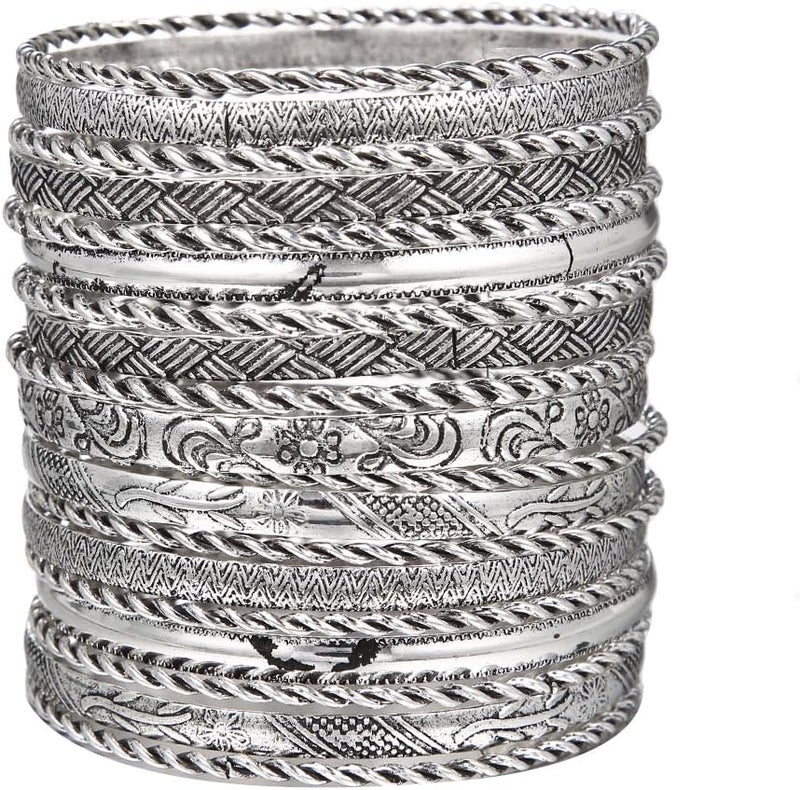 RINTOLER Store 16Pcs Gold Bangle Bracelets for Women - Multi Layer Stackable Textured Bracelets Boho Jewelrys Set. - Image 1